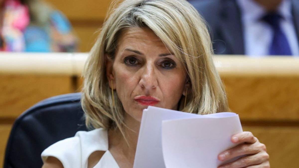 Yolanda Díaz maakt Garamendi duidelijk wat de gevaren zijn als de volledige loonsom aan werknemers wordt gegeven