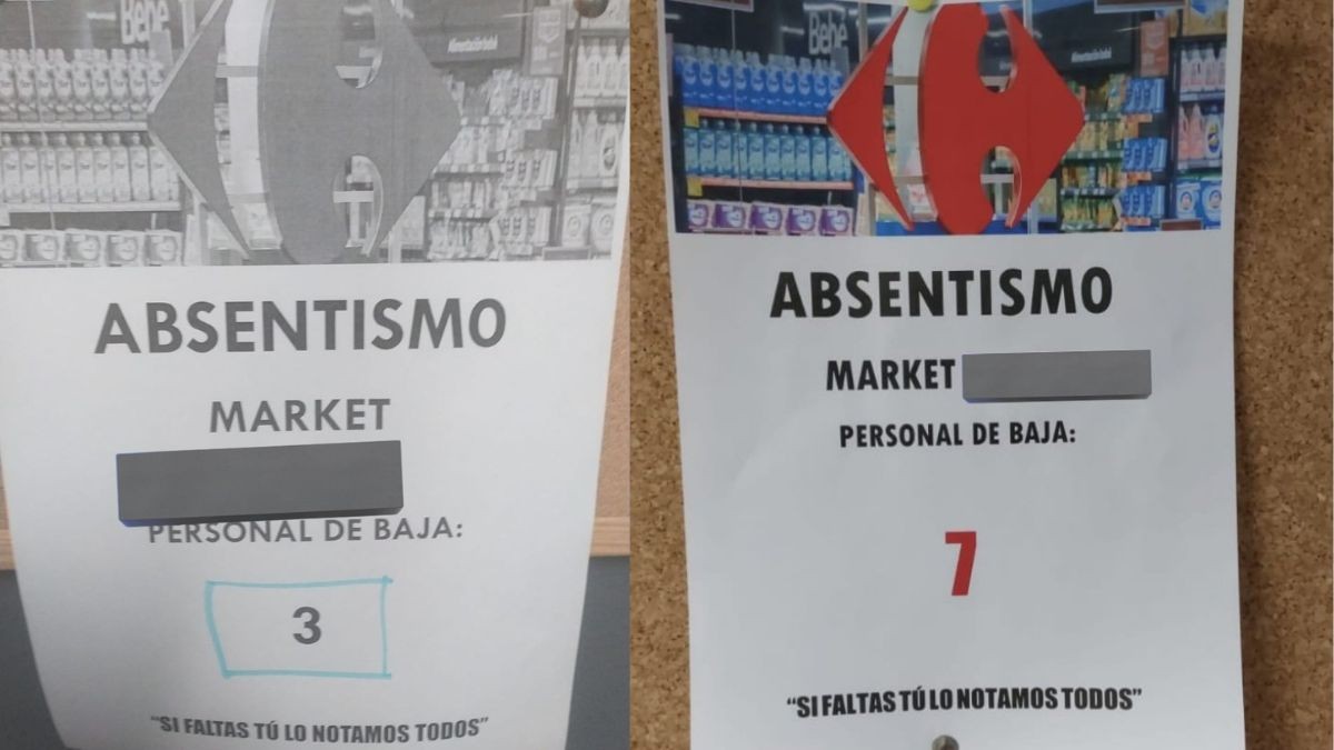 Carrefour-werknemers geconfronteerd met een giftige werkomgeving: er verschijnen posters met het aantal werknemers met ziekteverlof