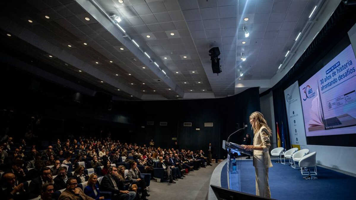 Yolanda Díaz, tijdens de viering van de 30e verjaardag van de wet ter voorkoming van arbeidsrisico's.