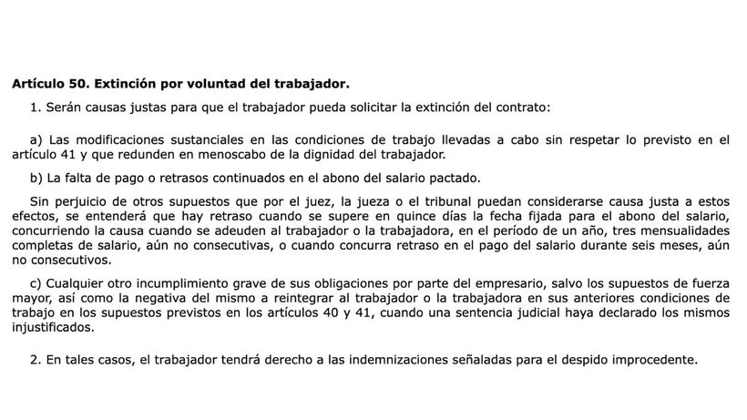 Artikel 50 van het Arbeidersstatuut