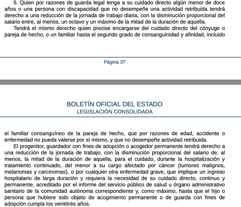 Screenshot van artikel 36.7 van het werknemersstatuut - BOE.