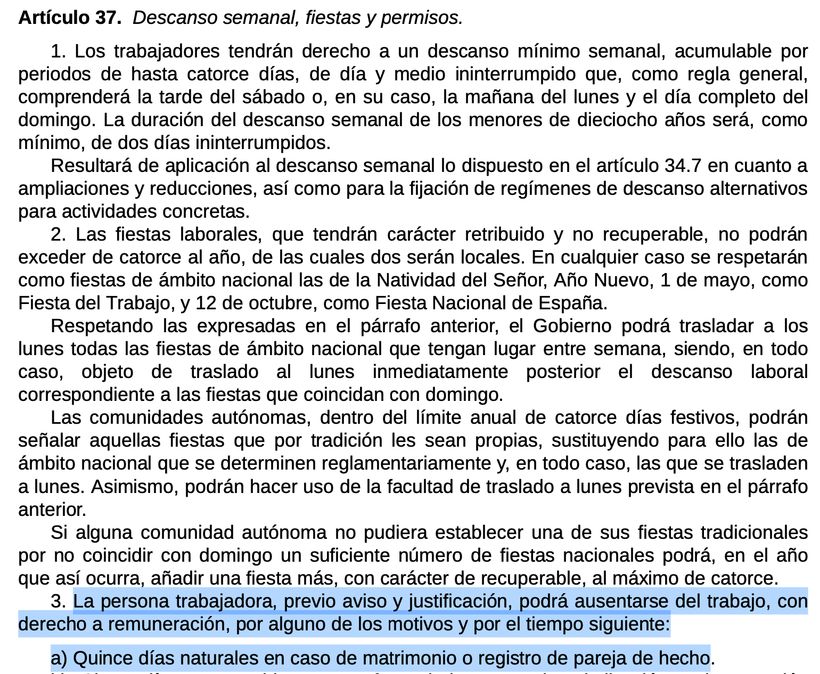 Screenshot van artikel 37.3 van het Arbeidersstatuut.